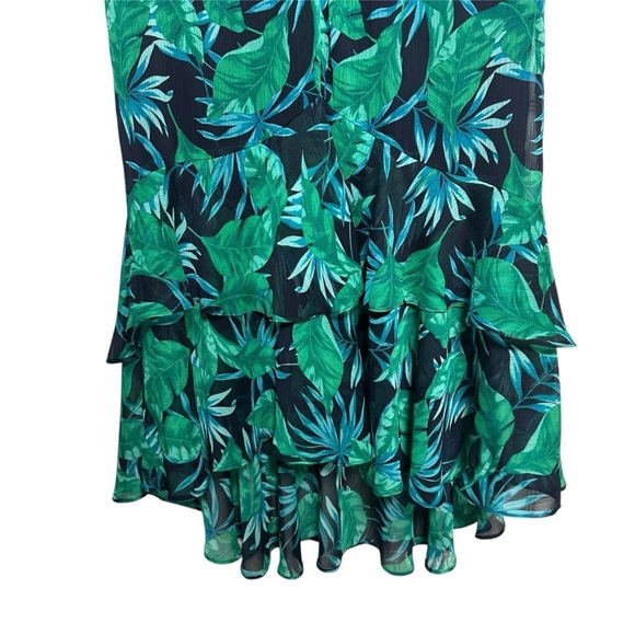 Marc New York Womens Sz 10 Short Sleeve High Low Leafy Shift Dress Resort Ruffle - Picture 6 of 16
